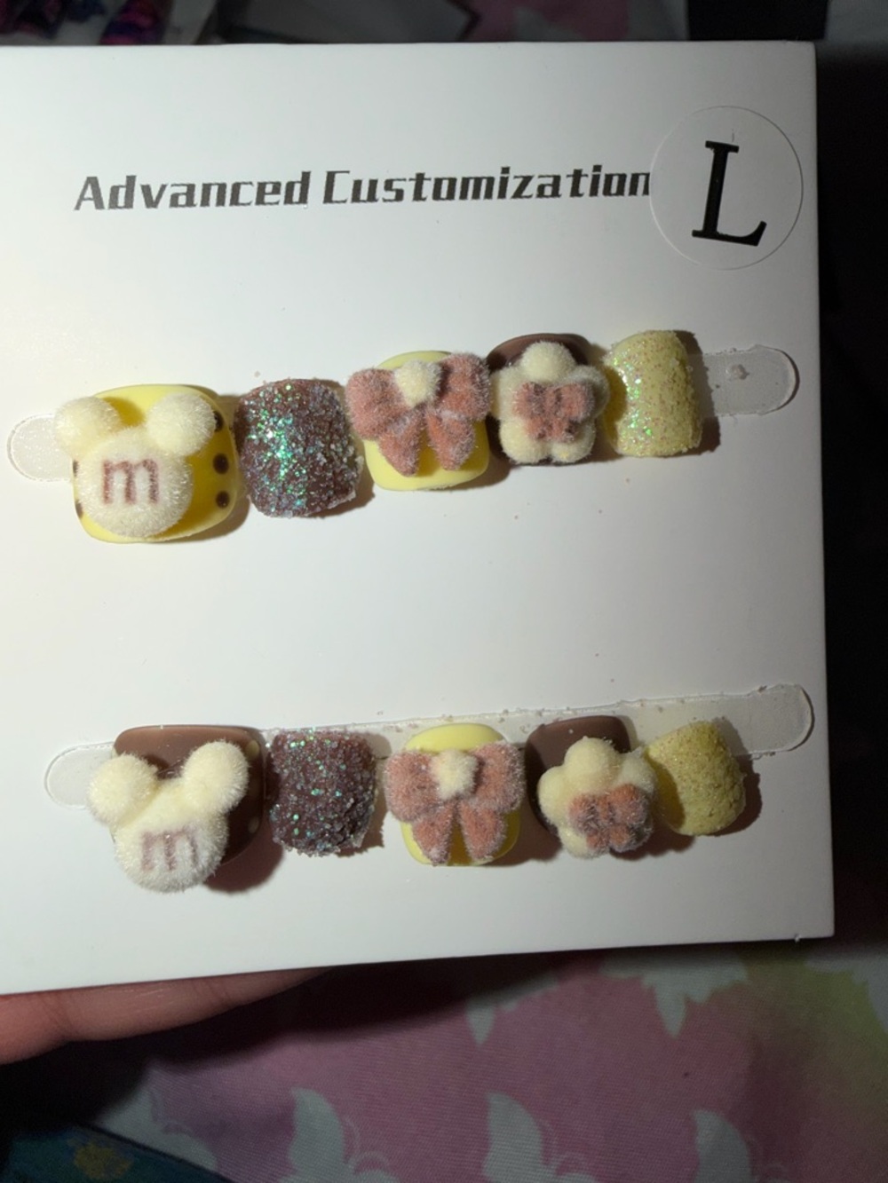 Kids Fuzzy Yellow & Brown Decorative Nail Stickers
